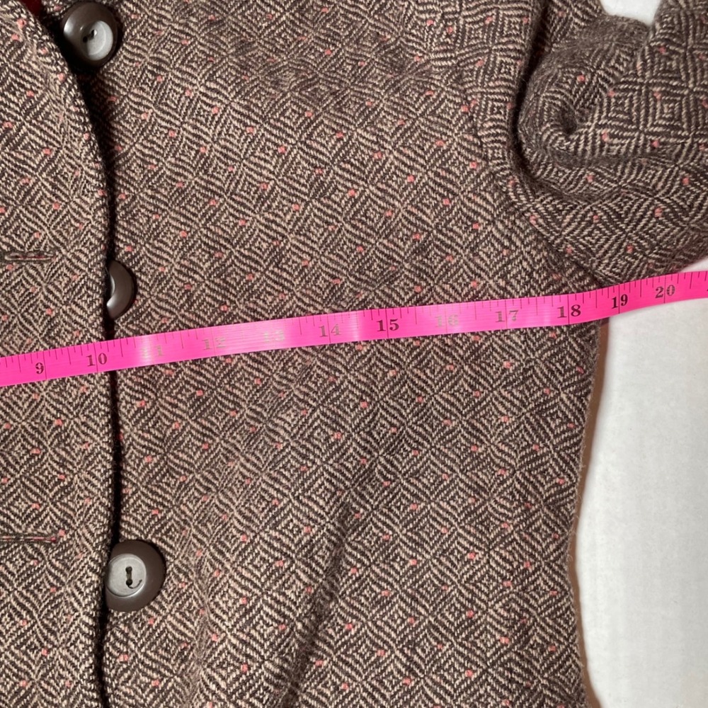 Gap Womens Brown Wool Blend Geometric Diamond Pattern Car Coat Jacket Size M - Picture 6 of 7